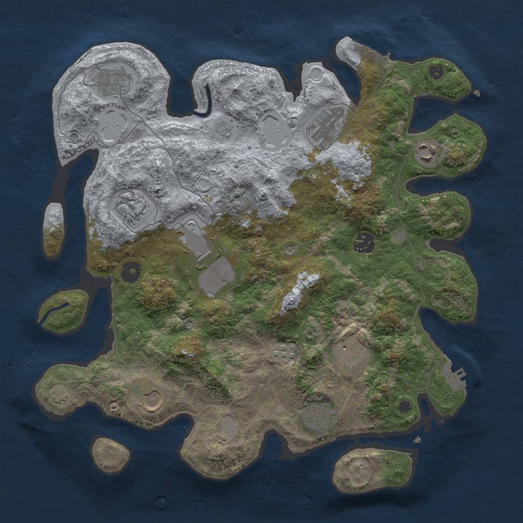 Rust Map: Procedural Map, Size: 3700, Seed: 7435290, 18 Monuments