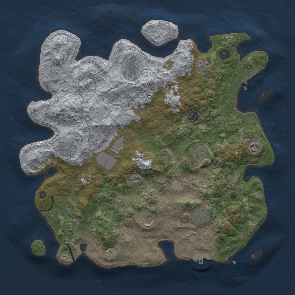 Rust Map: Procedural Map, Size: 4000, Seed: 13455, 17 Monuments