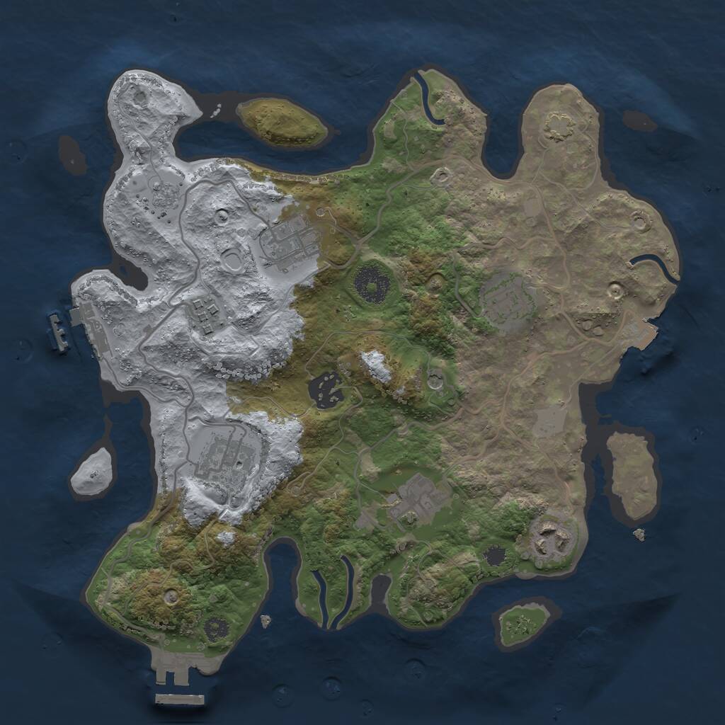 Rust Map: Procedural Map, Size: 3000, Seed: 1718282908, 13 Monuments