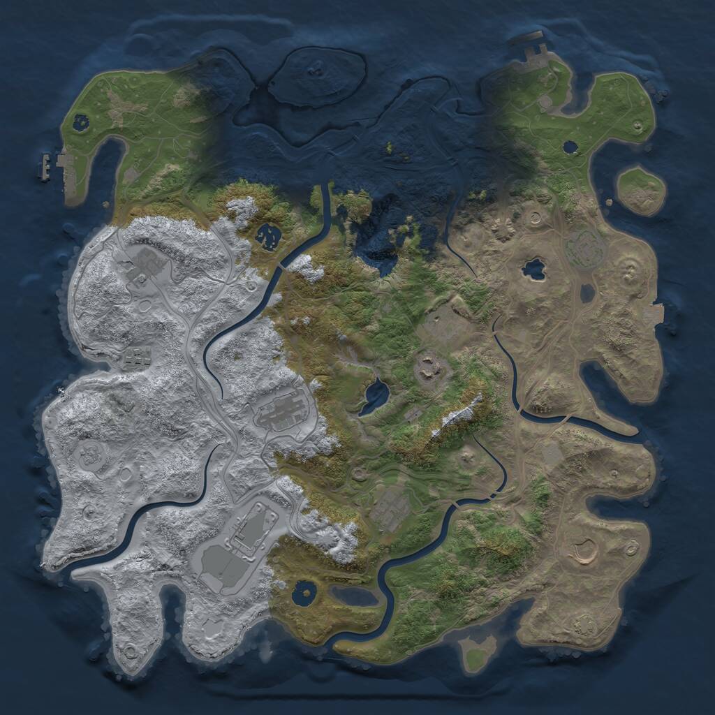 Rust Map: Procedural Map, Size: 4250, Seed: 64563436, 16 Monuments