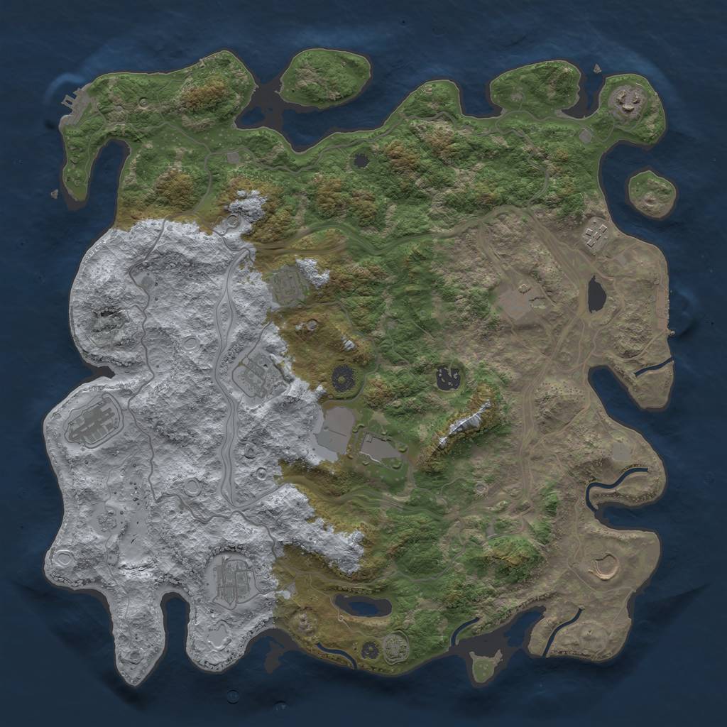 Rust Map: Procedural Map, Size: 4250, Seed: 64563436, 18 Monuments