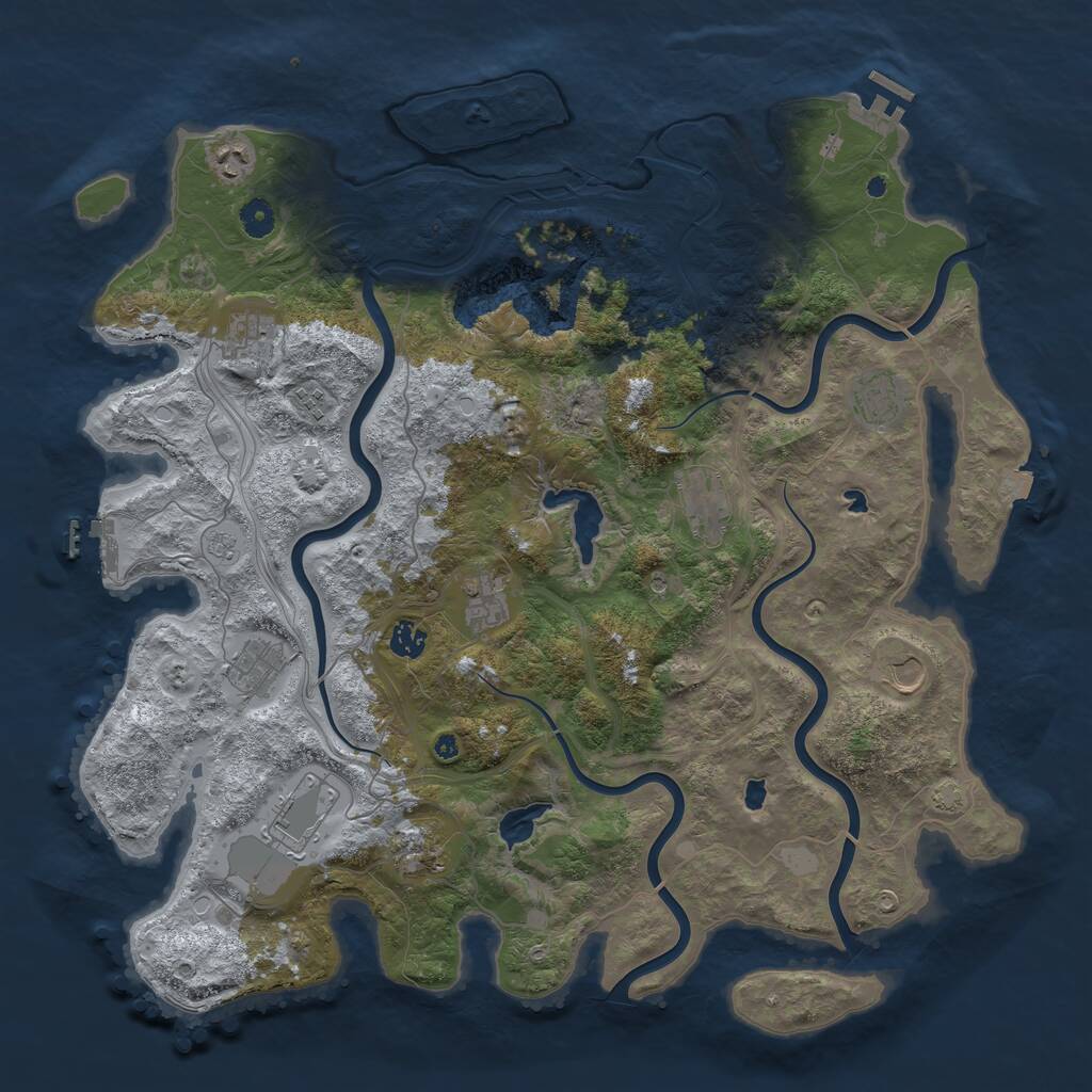 Rust Map: Procedural Map, Size: 4500, Seed: 915347657, 17 Monuments