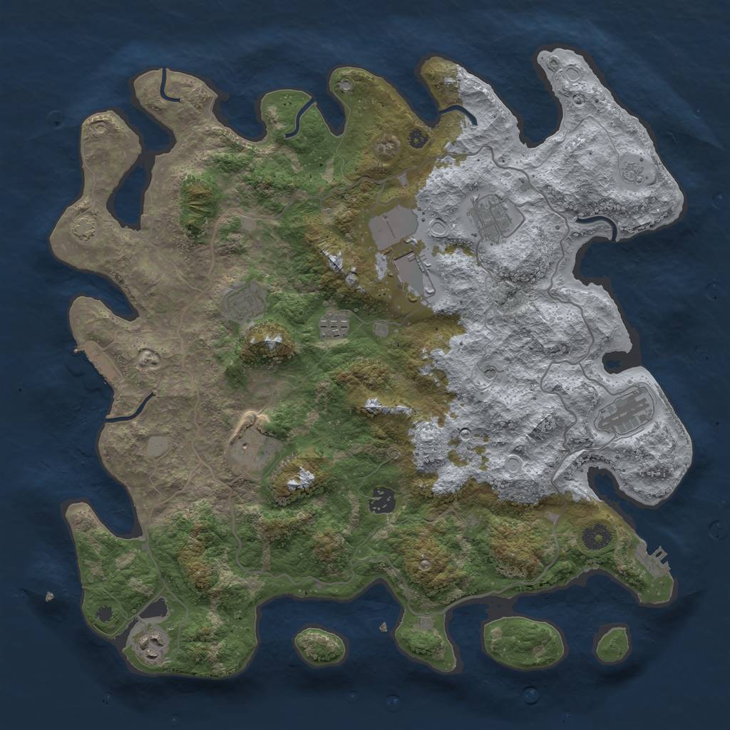 Rust Map: Procedural Map, Size: 4000, Seed: 968564271, 16 Monuments