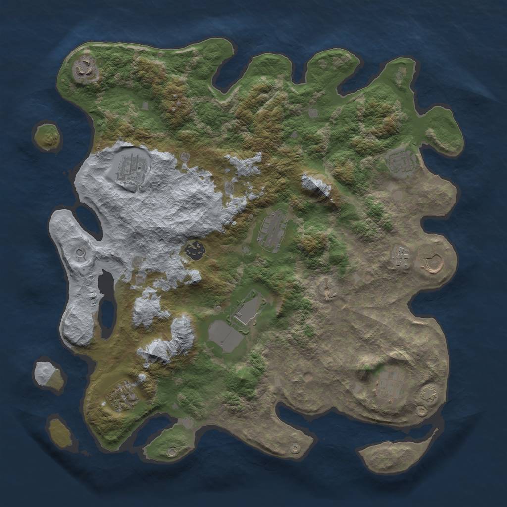 Rust Map: Barren, Size: 4000, Seed: 1785039714, 14 Monuments