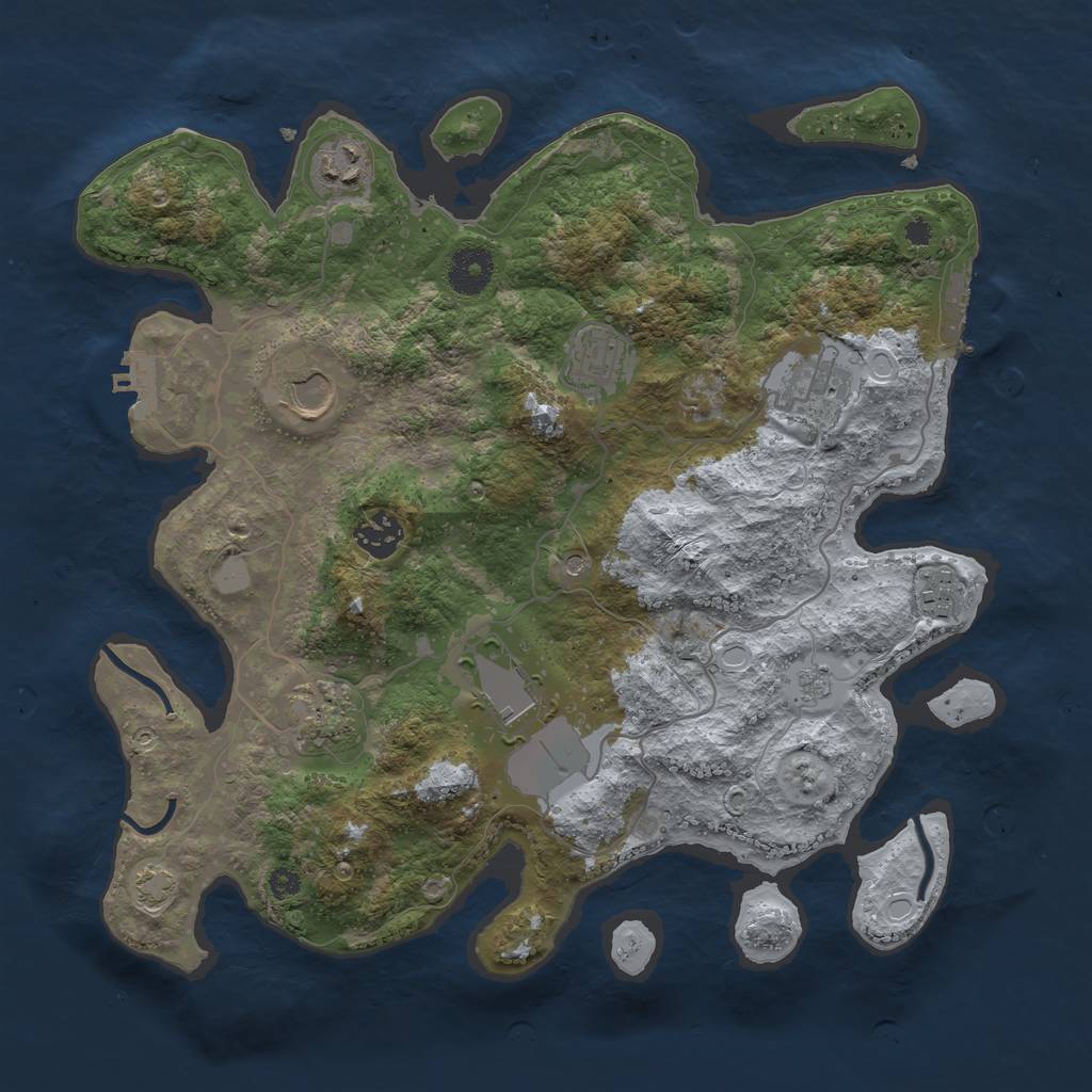 Rust Map: Procedural Map, Size: 3500, Seed: 2090785334, 16 Monuments