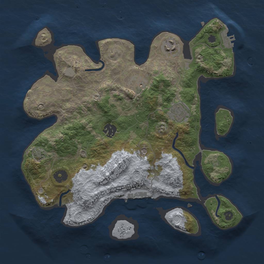 Rust Map: Procedural Map, Size: 3000, Seed: 50010, 11 Monuments
