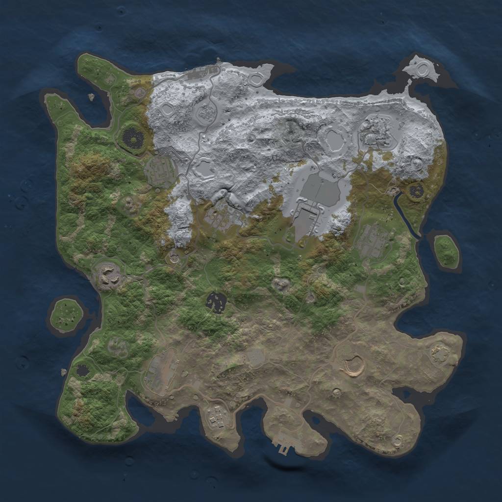 Rust Map: Procedural Map, Size: 3550, Seed: 42505240, 18 Monuments