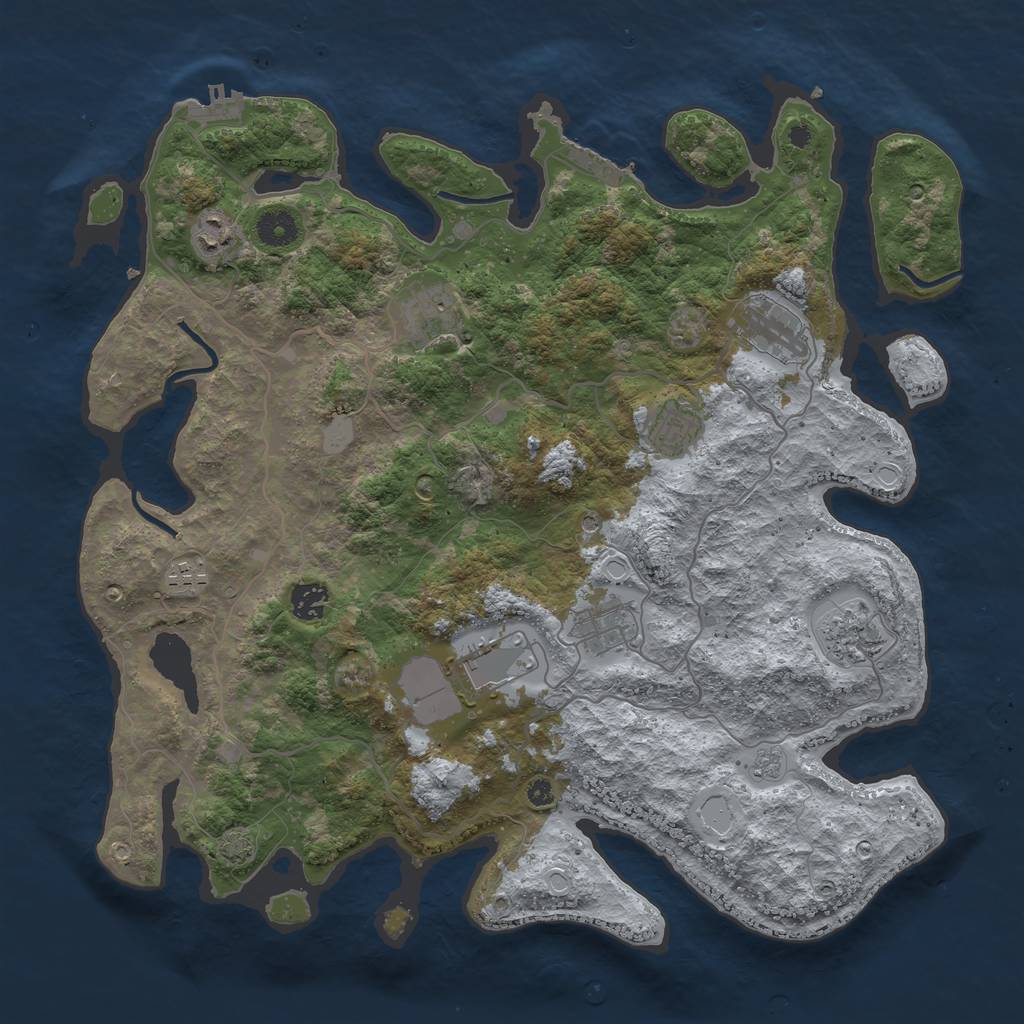 Rust Map: Procedural Map, Size: 4000, Seed: 9393, 17 Monuments