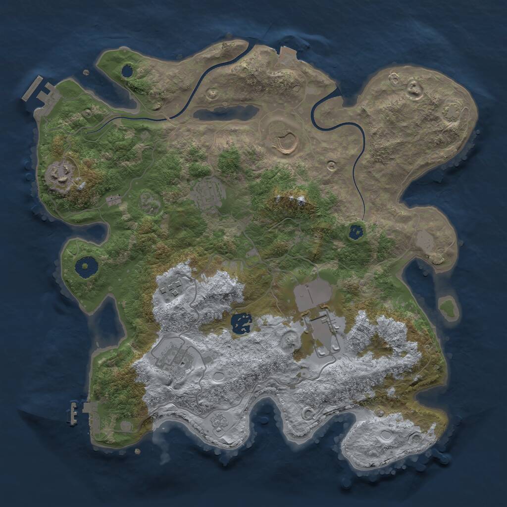 Rust Map: Procedural Map, Size: 3500, Seed: 1812362745, 12 Monuments