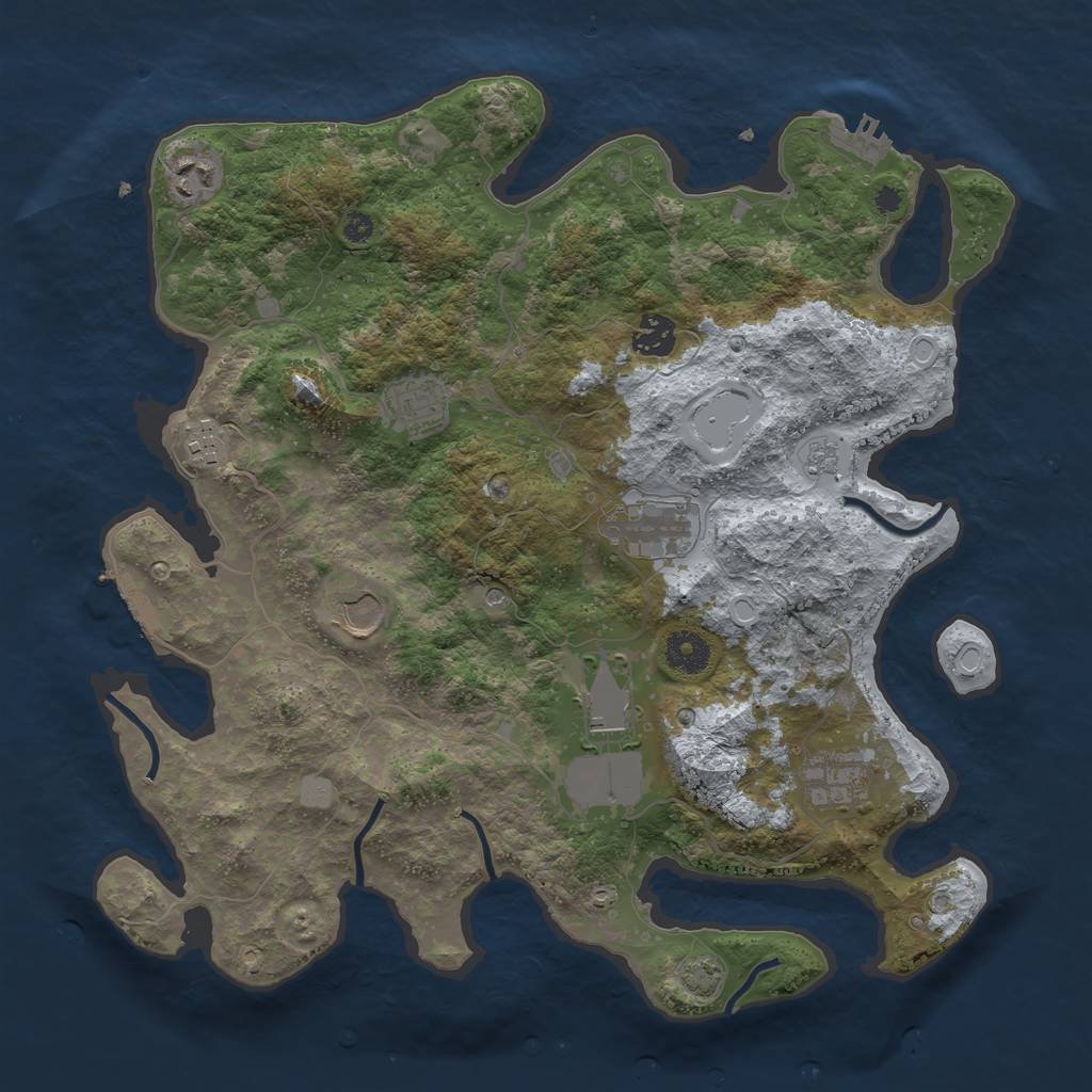 Rust Map: Procedural Map, Size: 3700, Seed: 79091134, 16 Monuments