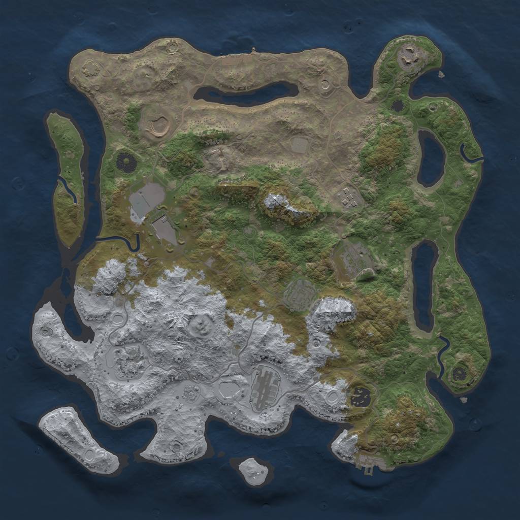 Rust Map: Procedural Map, Size: 3800, Seed: 33579090, 17 Monuments
