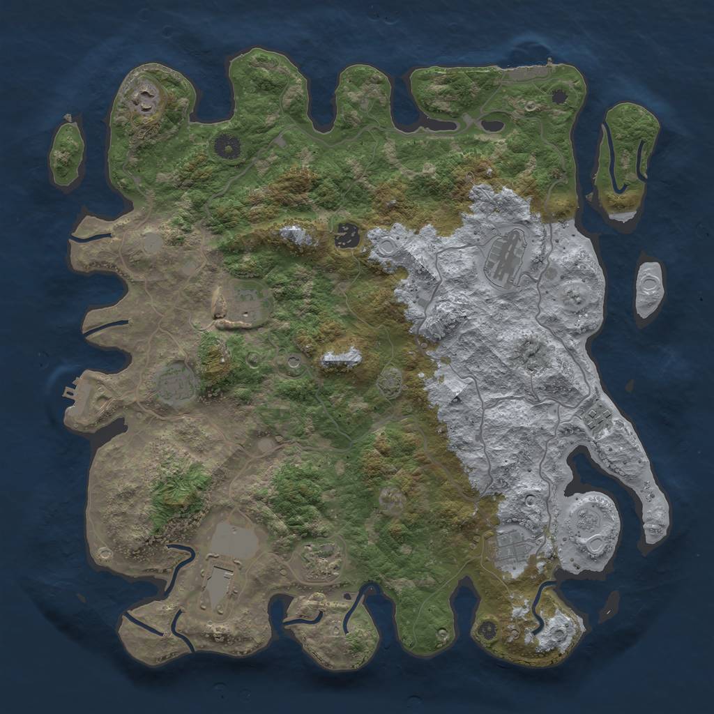 Rust Map: Procedural Map, Size: 4100, Seed: 81164496, 17 Monuments