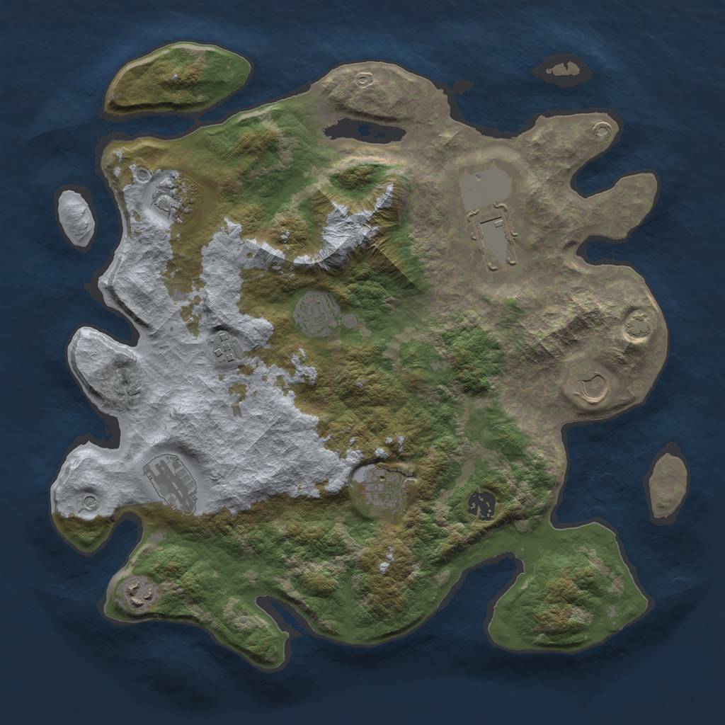 Rust Map: Barren, Size: 3750, Seed: 88606105, 13 Monuments