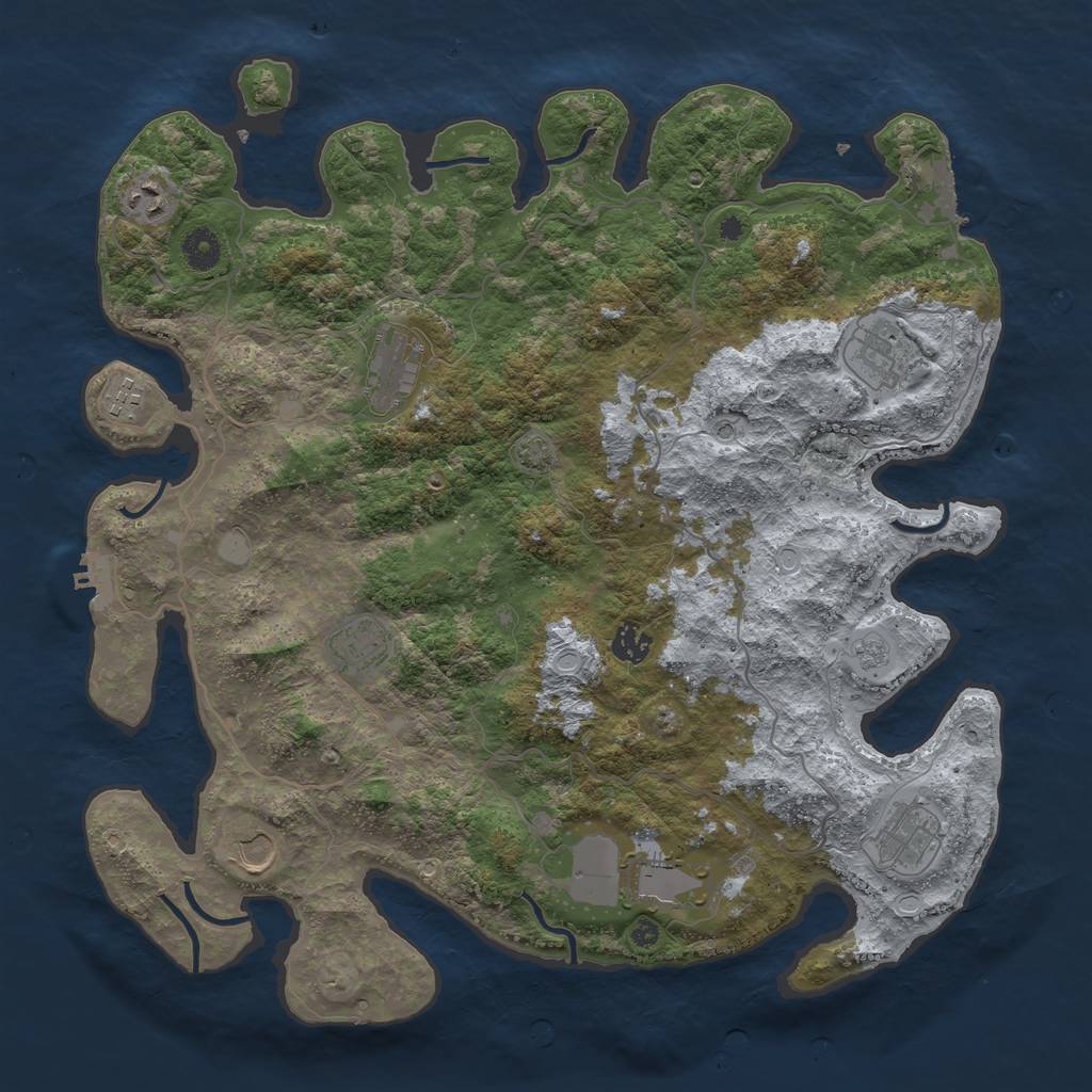 Rust Map: Procedural Map, Size: 4100, Seed: 26447363, 17 Monuments