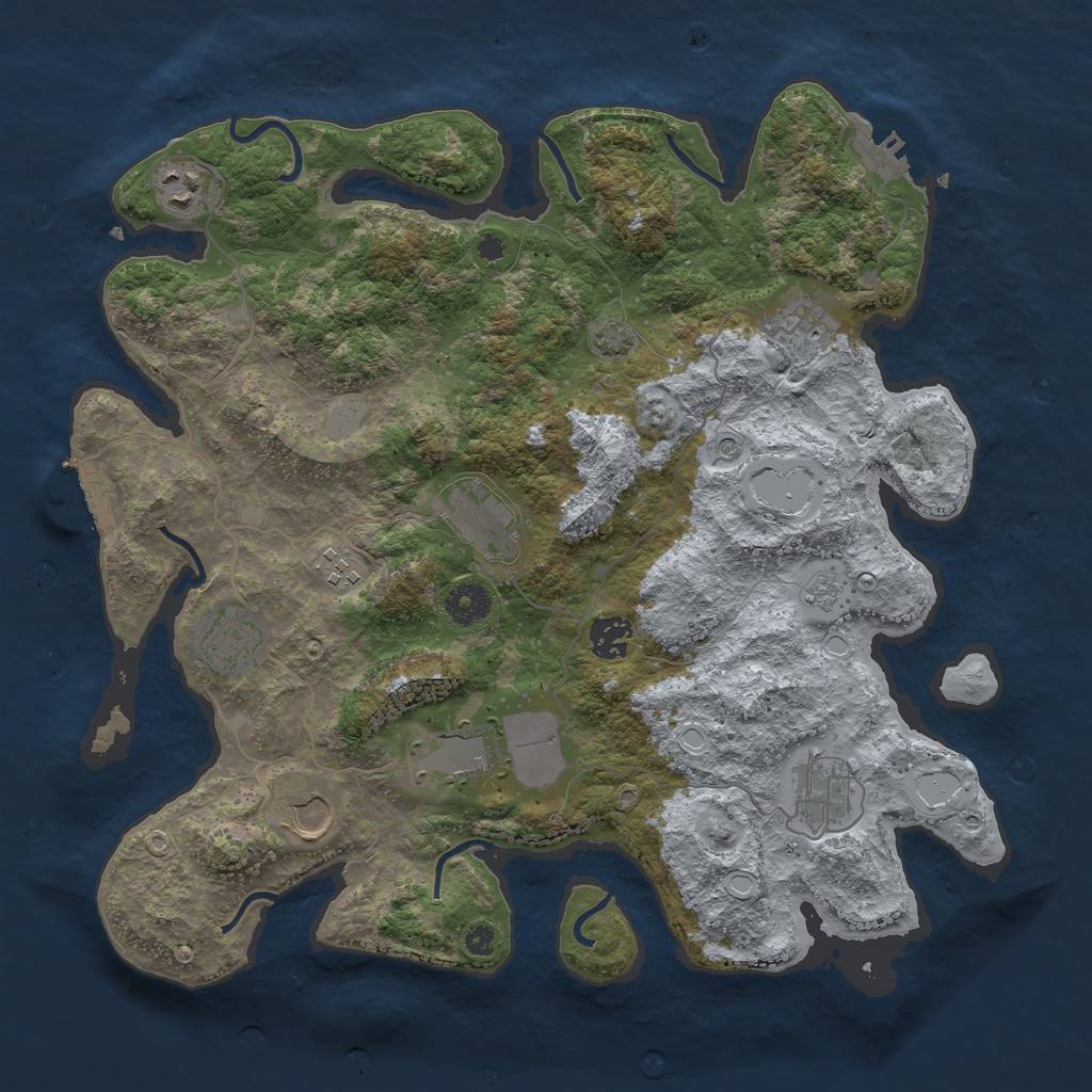 Rust Map: Procedural Map, Size: 3750, Seed: 23298322, 17 Monuments