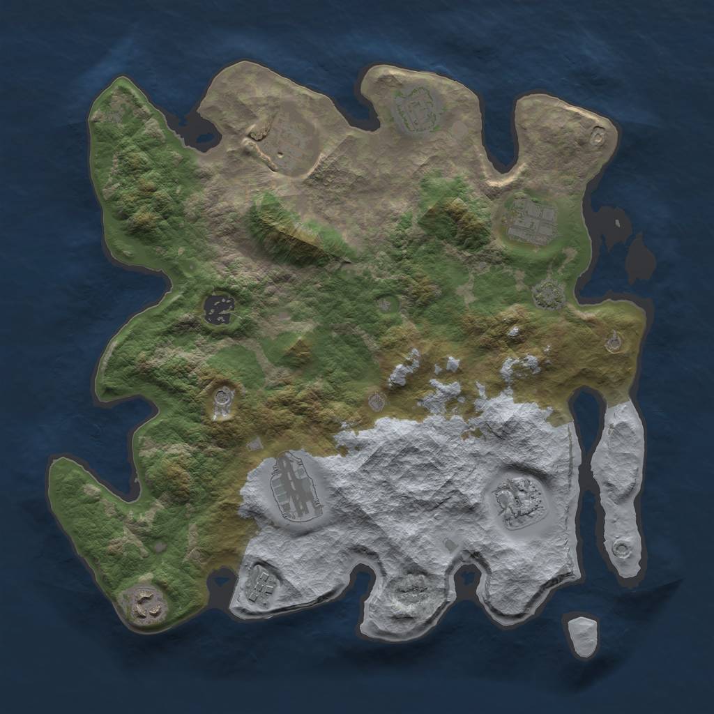 Rust Map: Barren, Size: 3400, Seed: 2230549, 12 Monuments
