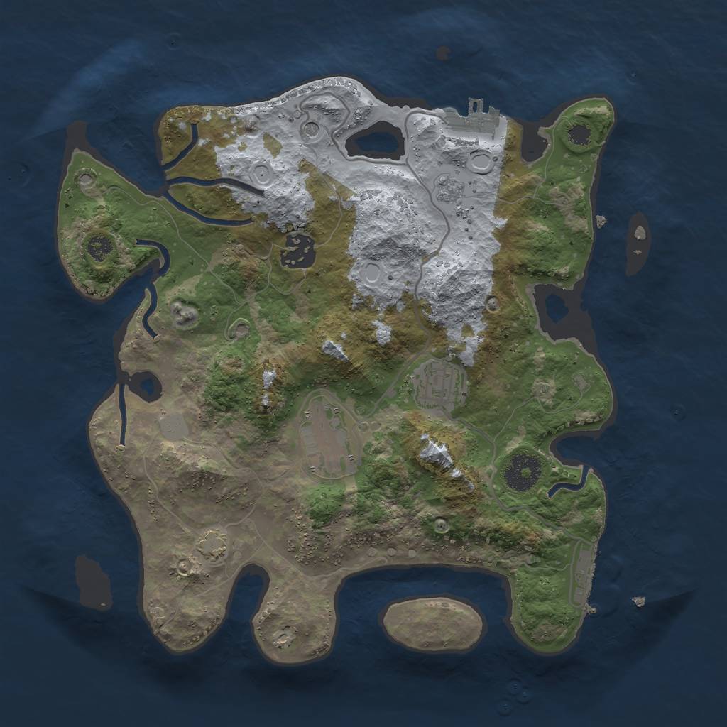Rust Map: Procedural Map, Size: 3000, Seed: 25381, 11 Monuments