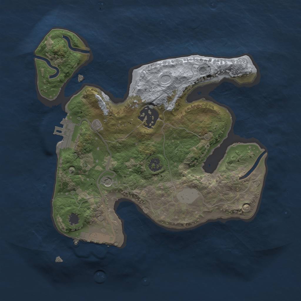 Rust Map: Procedural Map, Size: 2222, Seed: 2023943893, 7 Monuments