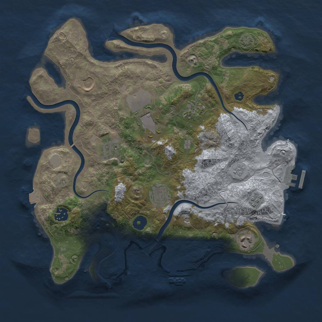 Rust Map: Procedural Map, Size: 3500, Seed: 142658141, 14 Monuments