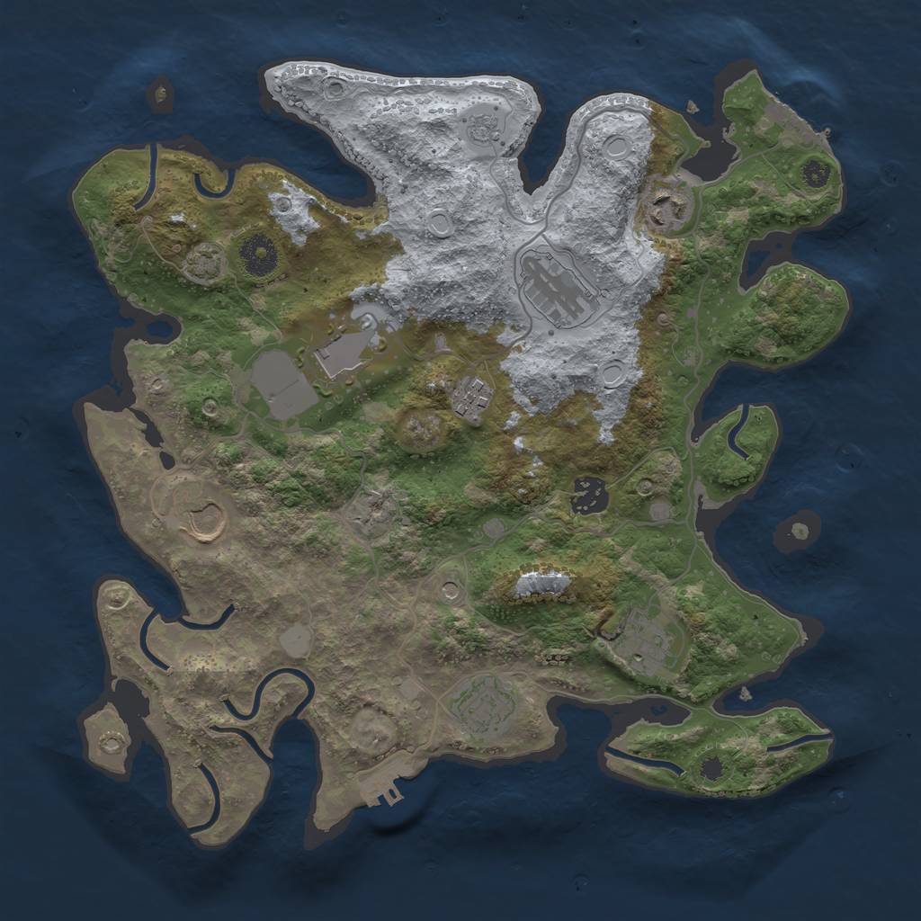 Rust Map: Procedural Map, Size: 3500, Seed: 81526577, 16 Monuments