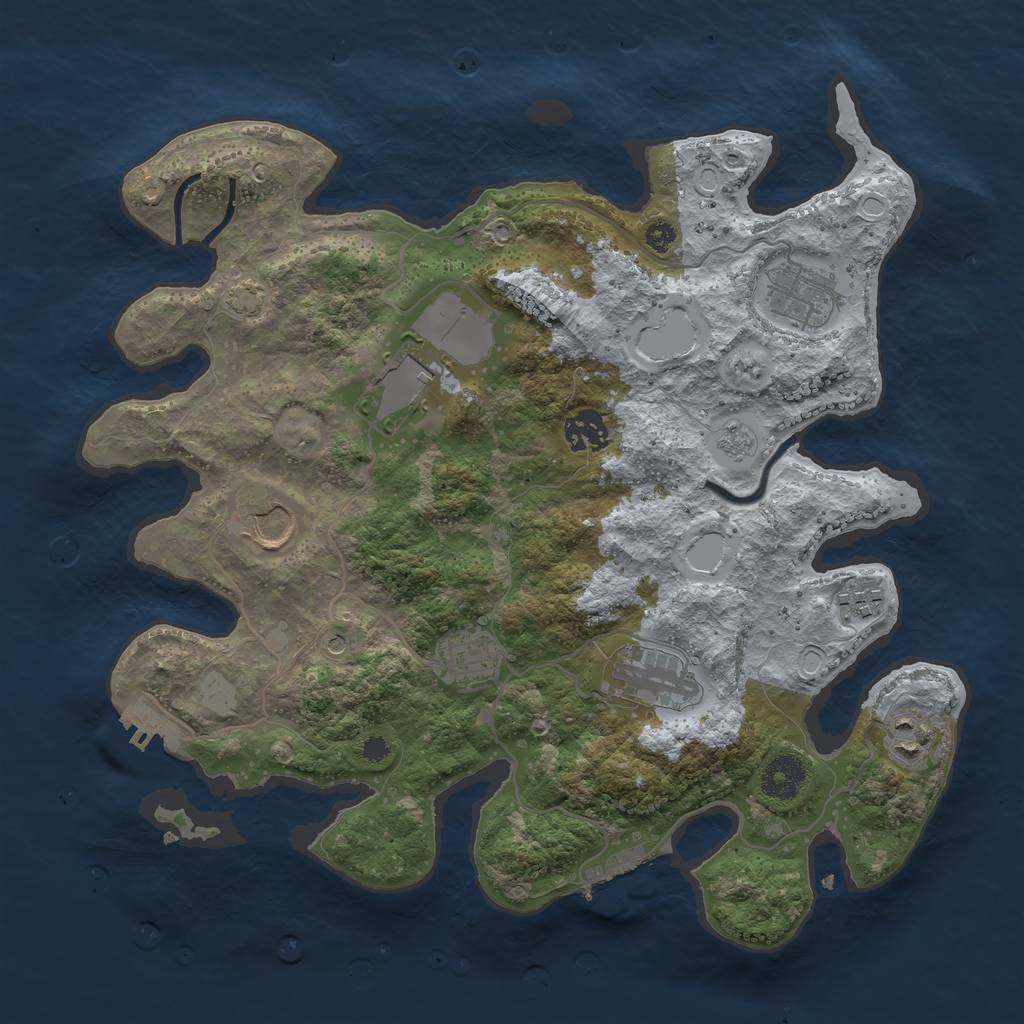 Rust Map: Procedural Map, Size: 3500, Seed: 44159, 16 Monuments