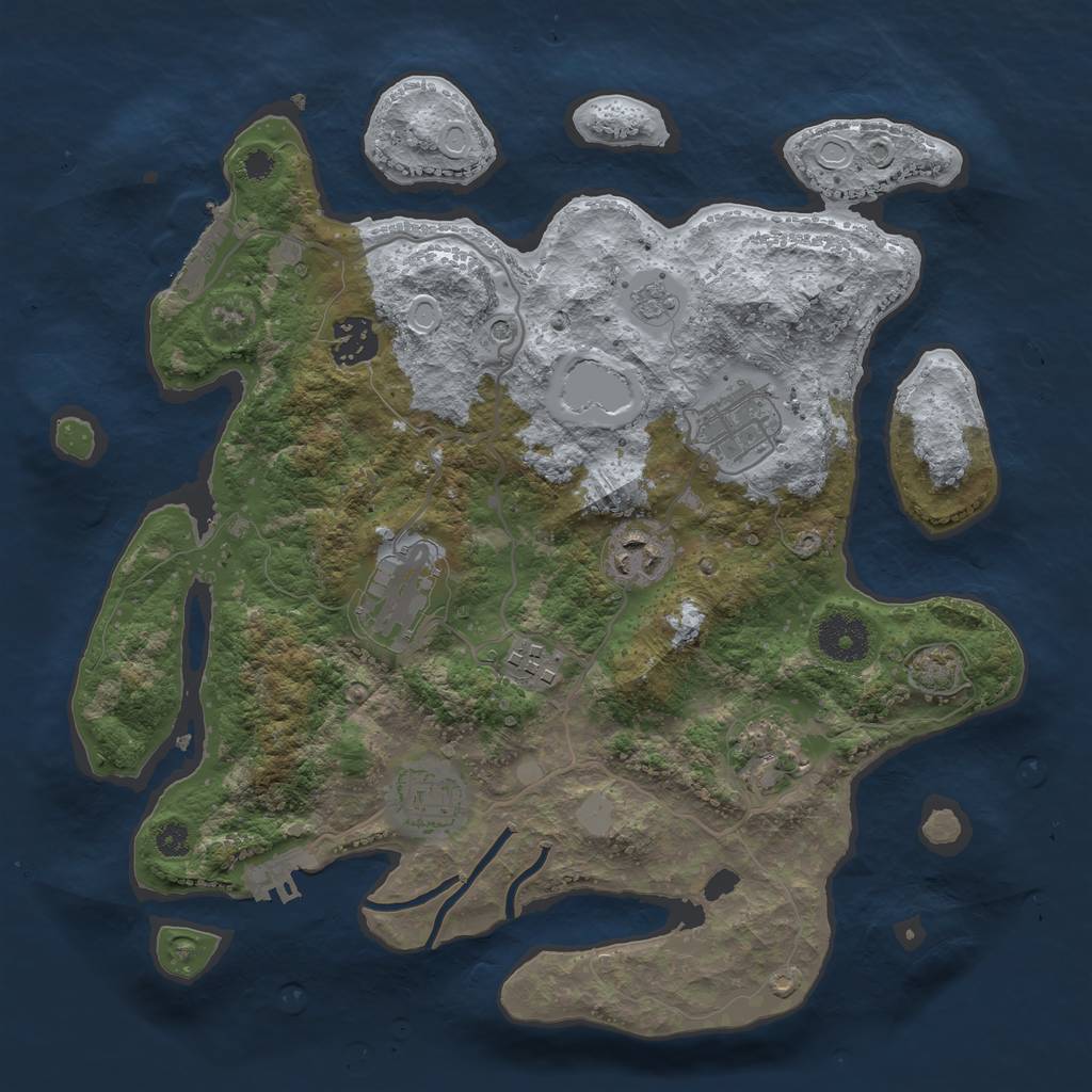 Rust Map: Procedural Map, Size: 3300, Seed: 553123, 15 Monuments