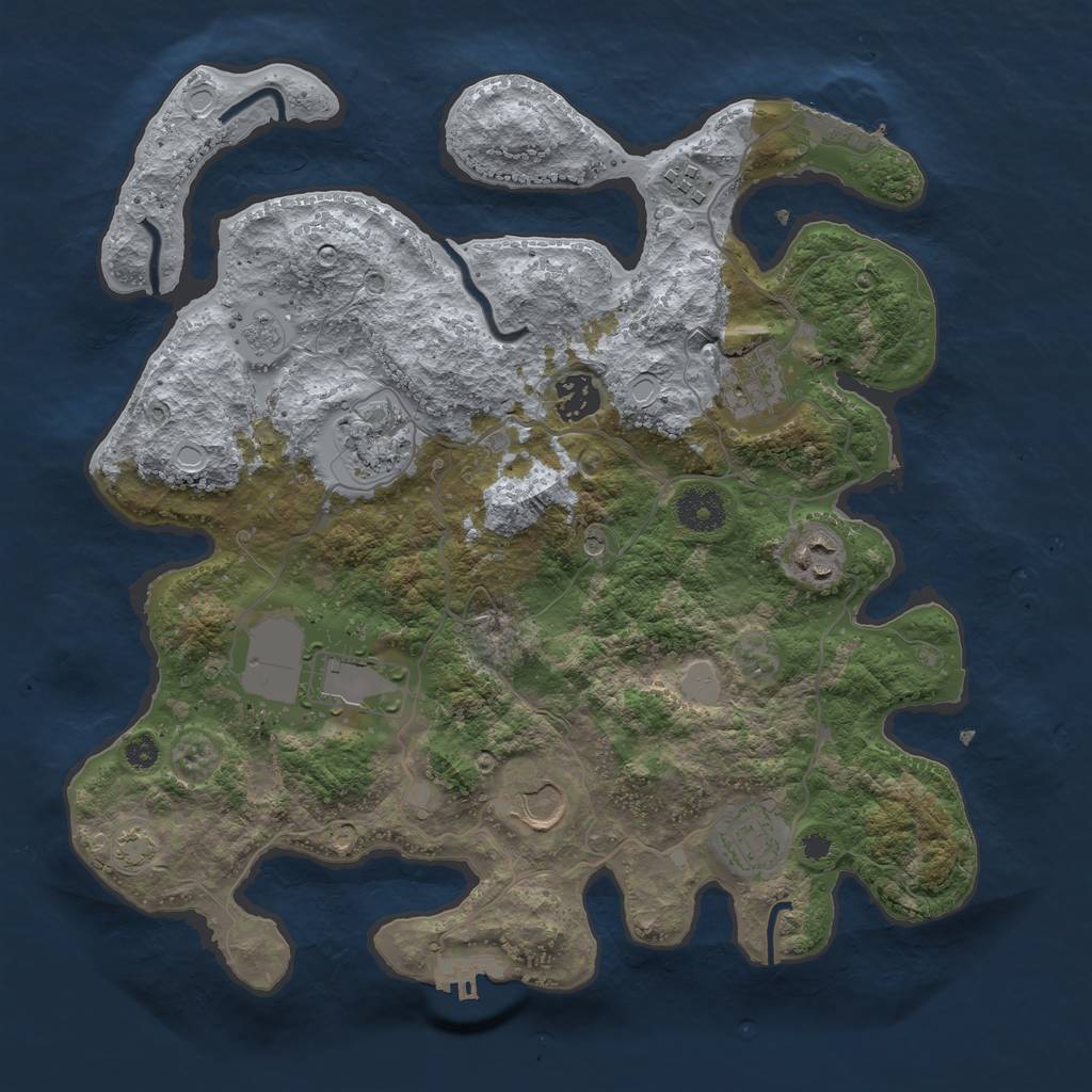 Rust Map: Procedural Map, Size: 3500, Seed: 552343422, 16 Monuments