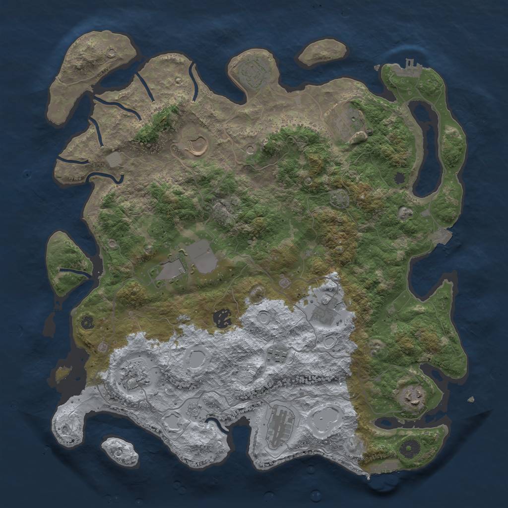 Rust Map: Procedural Map, Size: 3950, Seed: 95980777, 18 Monuments