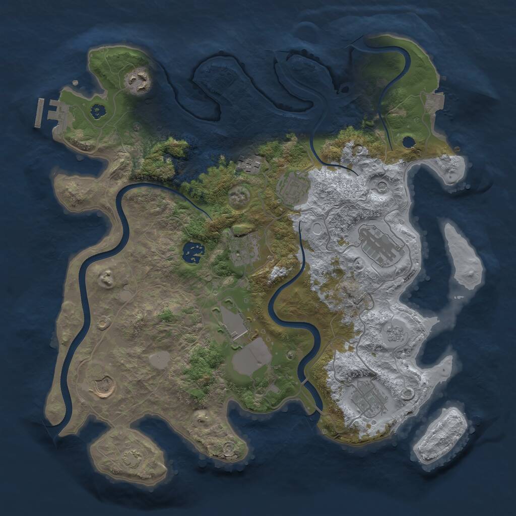 Rust Map: Procedural Map, Size: 3500, Seed: 4534532, 14 Monuments