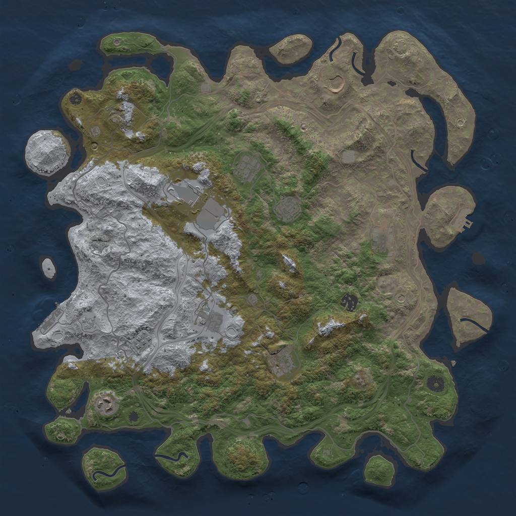 Rust Map: Procedural Map, Size: 4500, Seed: 960639489, 19 Monuments
