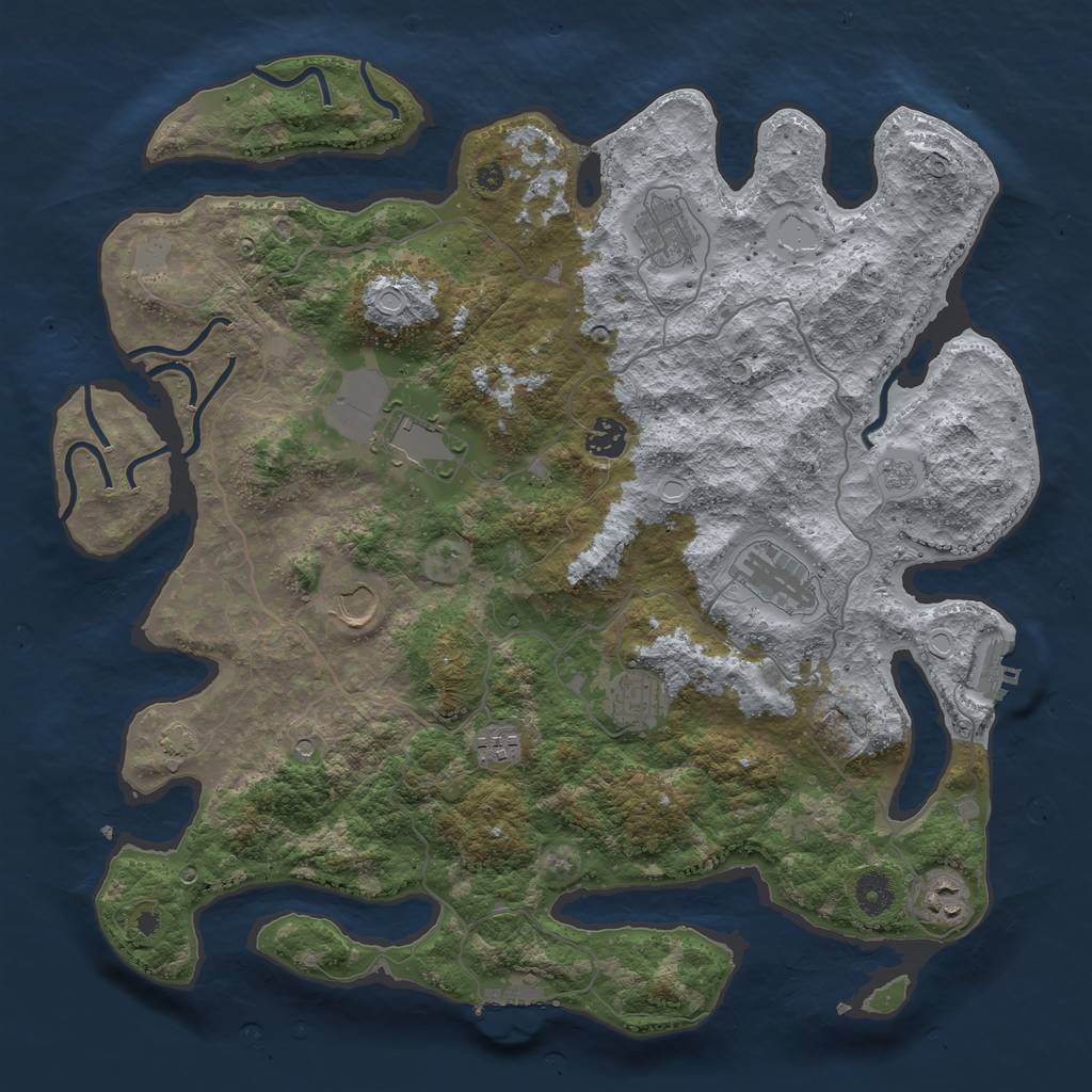 Rust Map: Procedural Map, Size: 4000, Seed: 143580675, 16 Monuments
