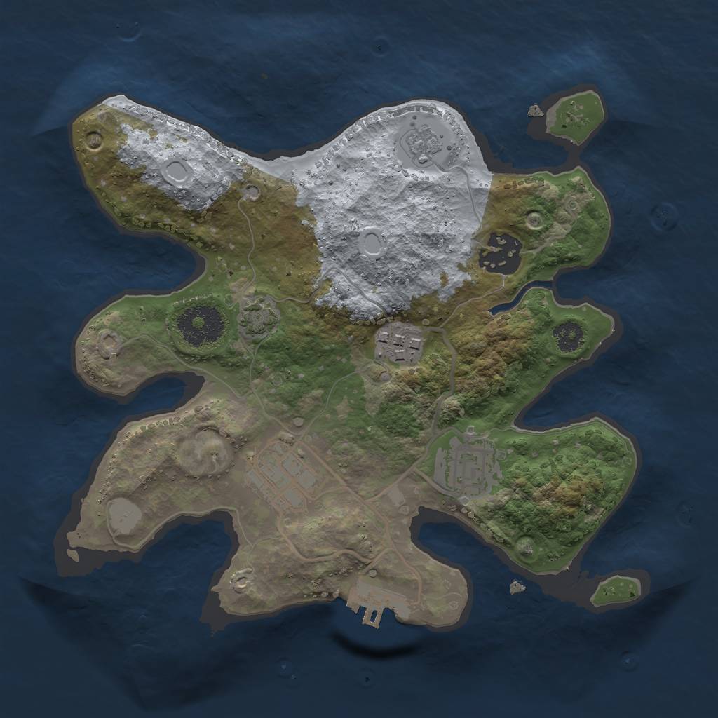 Rust Map: Procedural Map, Size: 2500, Seed: 24827236, 10 Monuments