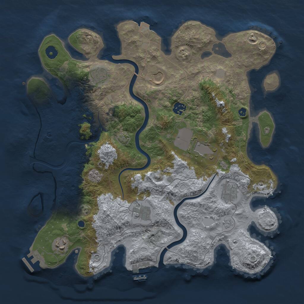 Rust Map: Procedural Map, Size: 3700, Seed: 66658584, 14 Monuments