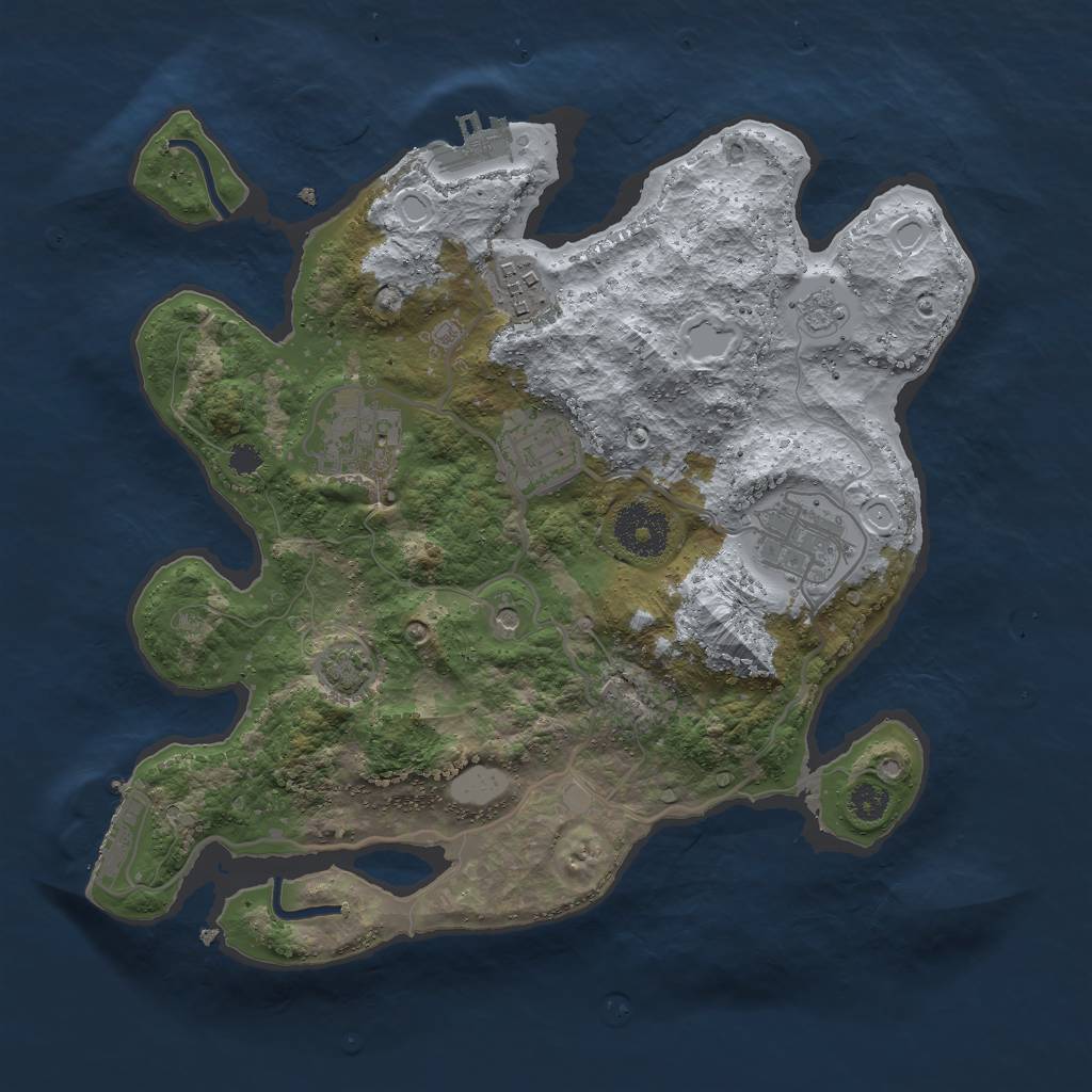 Rust Map: Procedural Map, Size: 3000, Seed: 1922407834, 12 Monuments