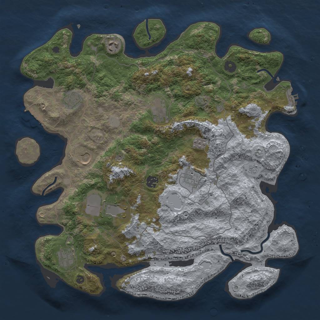 Rust Map: Procedural Map, Size: 4000, Seed: 247061041, 17 Monuments