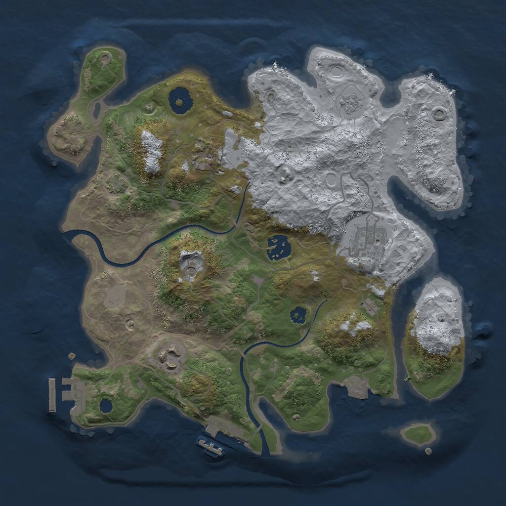 Rust Map: Procedural Map, Size: 3000, Seed: 1368872184, 10 Monuments