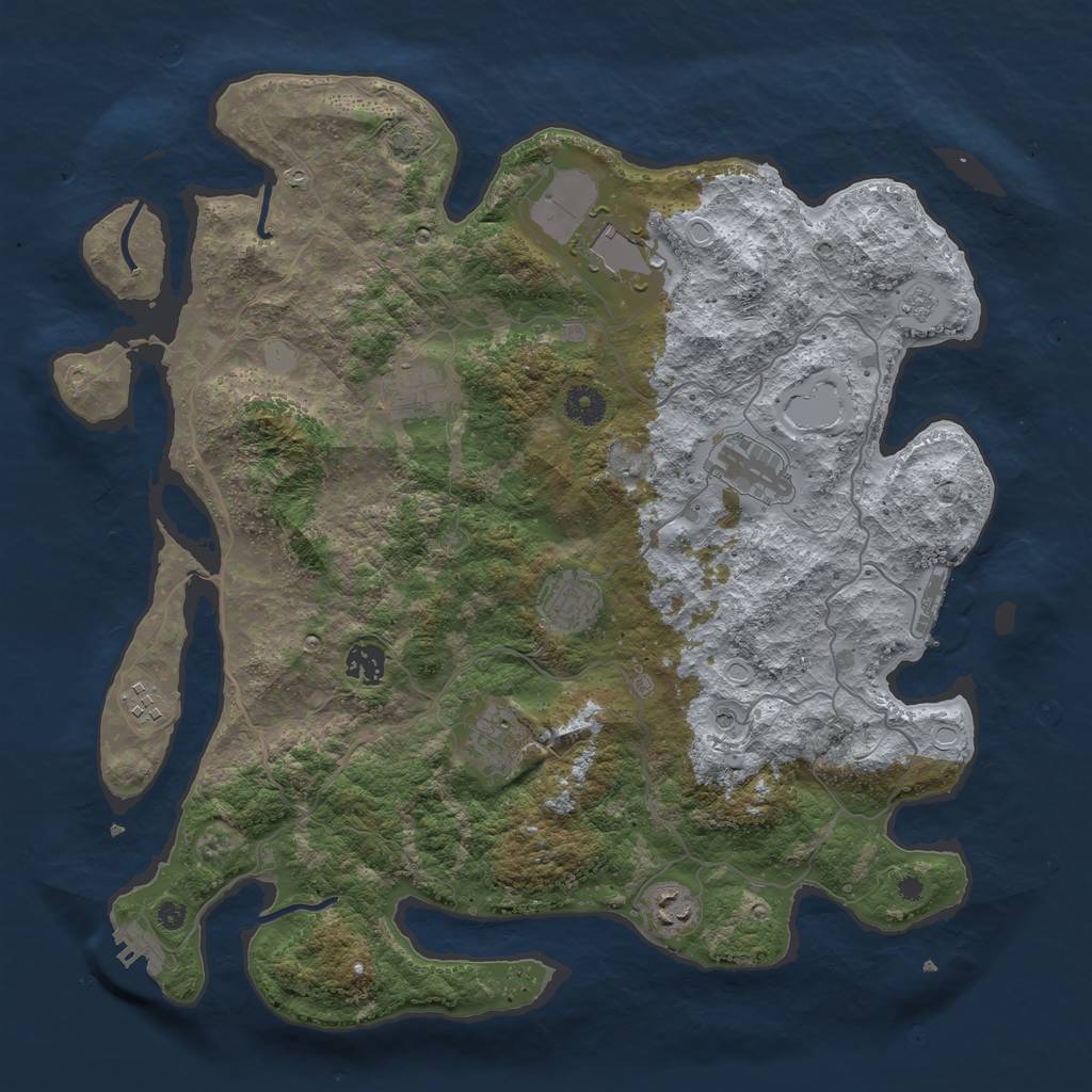 Rust Map: Procedural Map, Size: 4000, Seed: 499849850, 16 Monuments