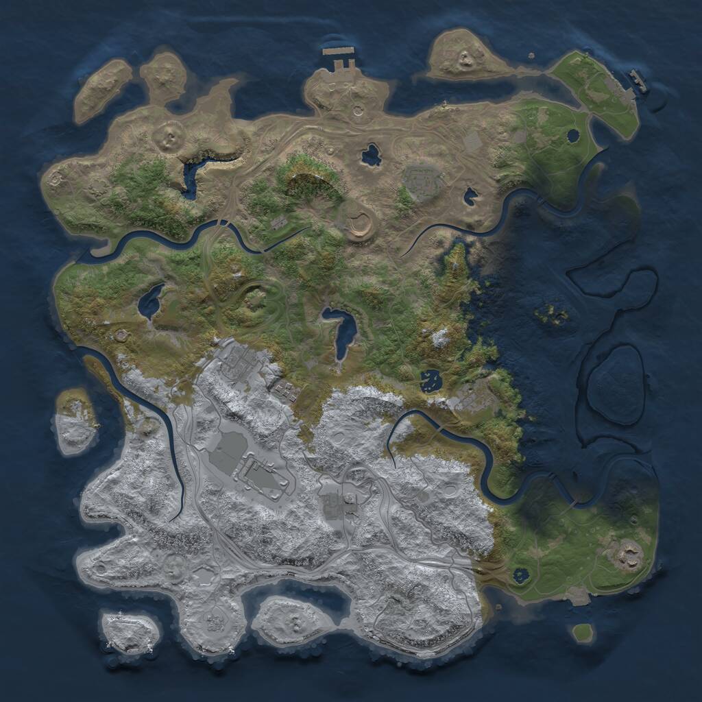 Rust Map: Procedural Map, Size: 4500, Seed: 256208389, 15 Monuments