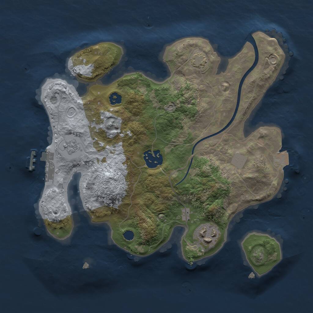Rust Map: Procedural Map, Size: 2500, Seed: 1276998308, 6 Monuments