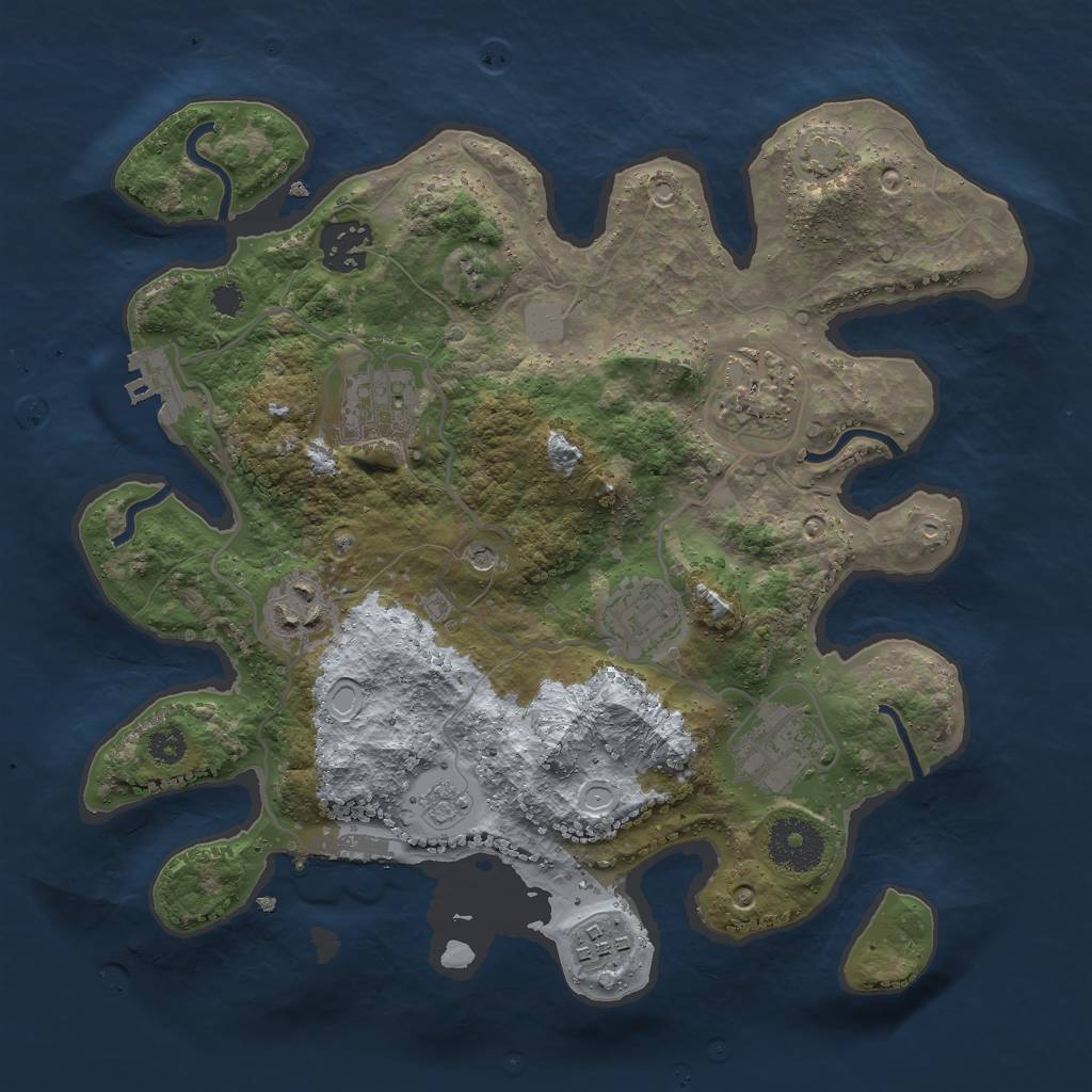Rust Map: Procedural Map, Size: 3000, Seed: 51582, 15 Monuments