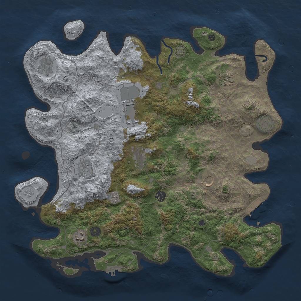 Rust Map: Procedural Map, Size: 4200, Seed: 40708, 18 Monuments