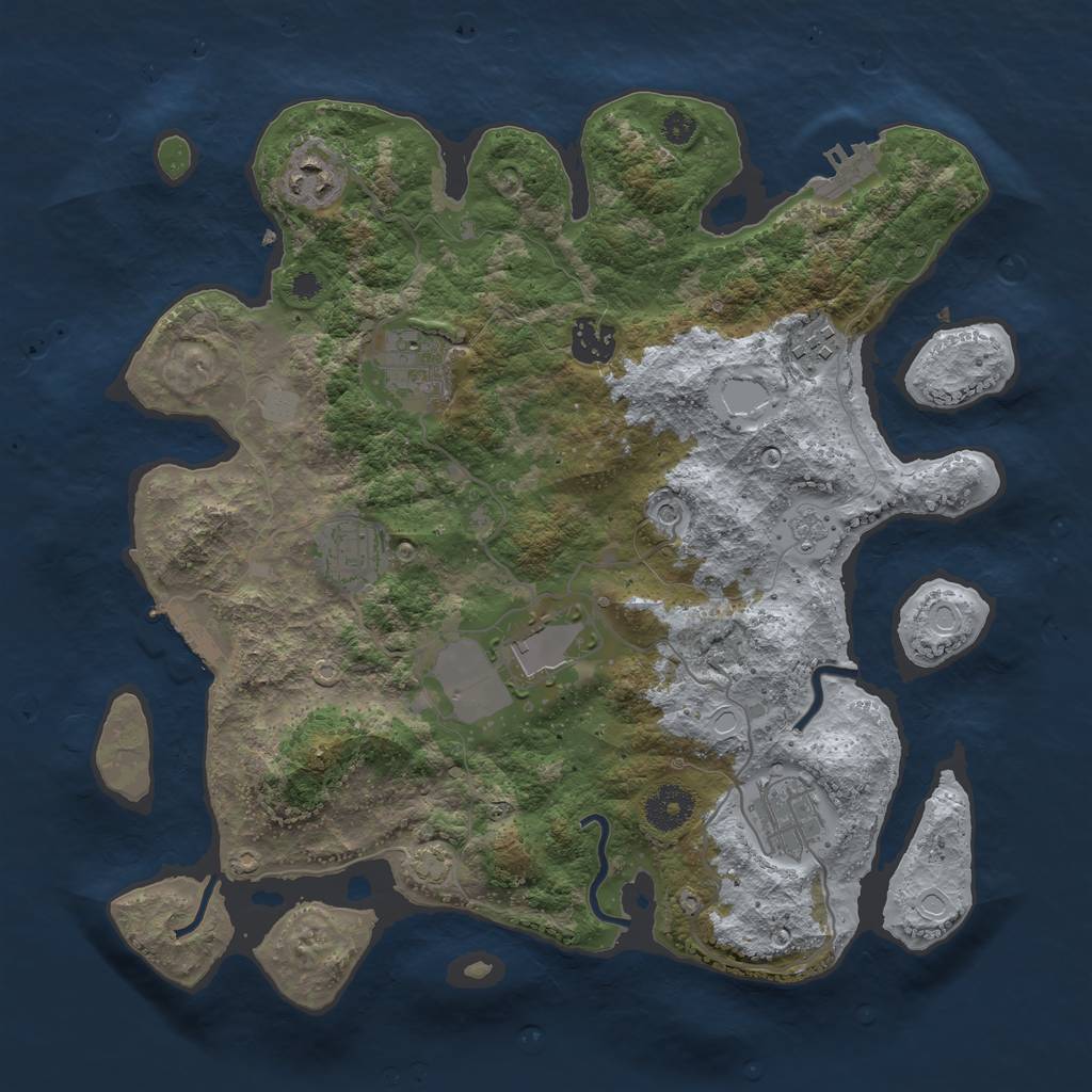 Rust Map: Procedural Map, Size: 3500, Seed: 55234322, 15 Monuments