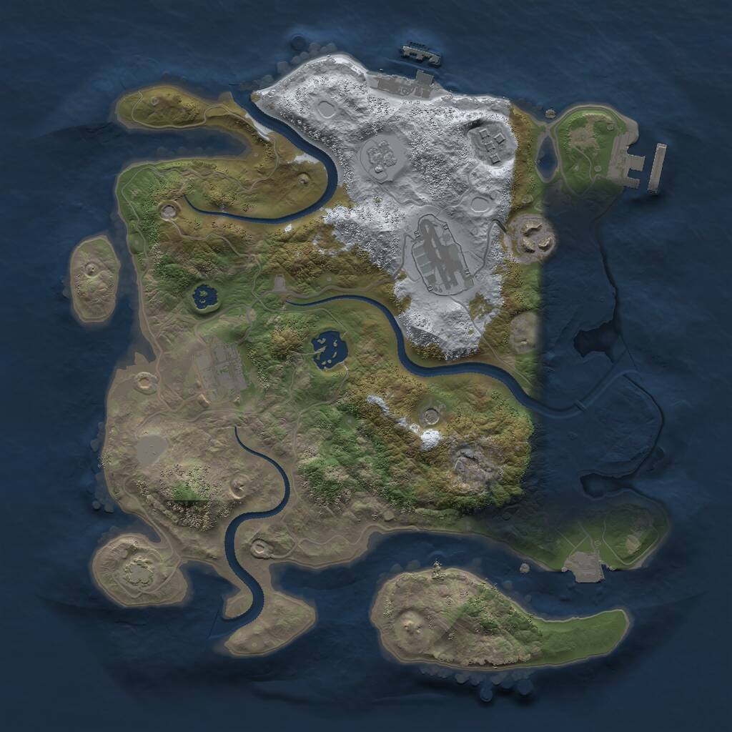 Rust Map: Procedural Map, Size: 3000, Seed: 1164643577, 11 Monuments