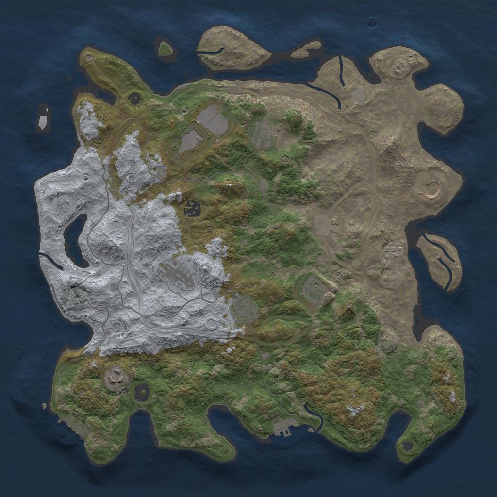 Rust Map: Procedural Map, Size: 4250, Seed: 613740657, 18 Monuments