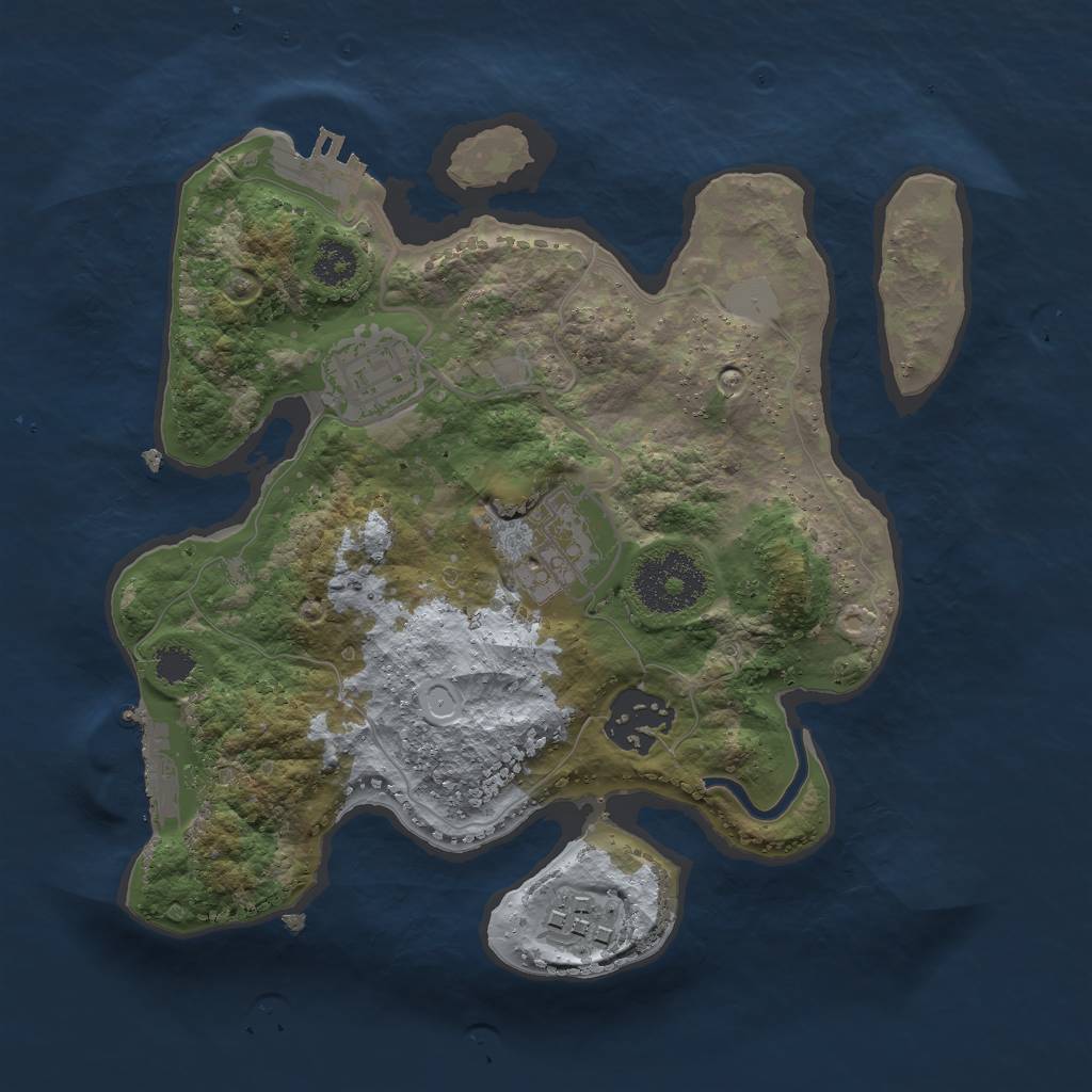 Rust Map: Procedural Map, Size: 2500, Seed: 1846803511, 9 Monuments