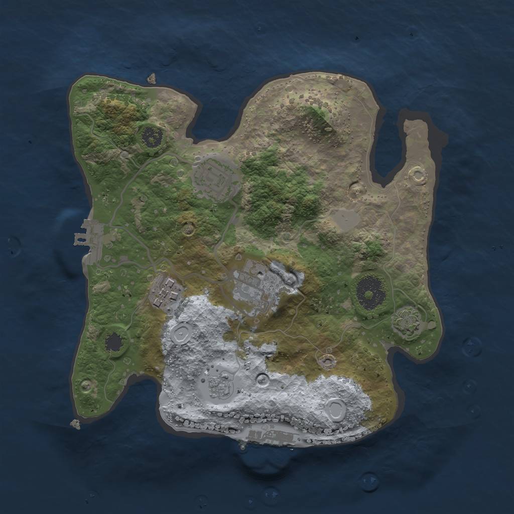 Rust Map: Procedural Map, Size: 2500, Seed: 1784783783, 10 Monuments