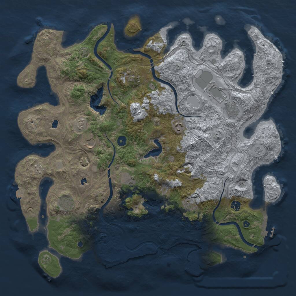 Rust Map: Procedural Map, Size: 4500, Seed: 965706981, 16 Monuments