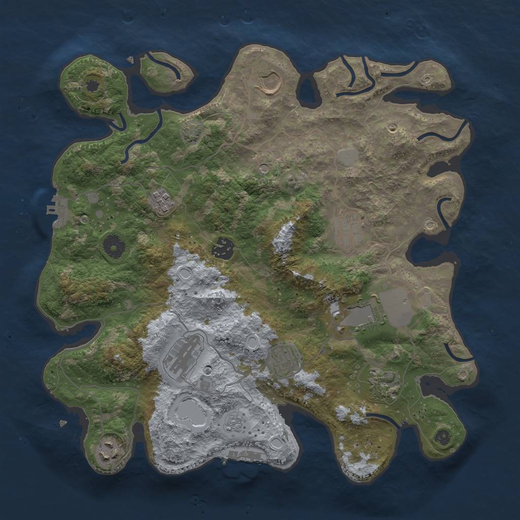 Rust Map: Procedural Map, Size: 3500, Seed: 1221751189, 17 Monuments