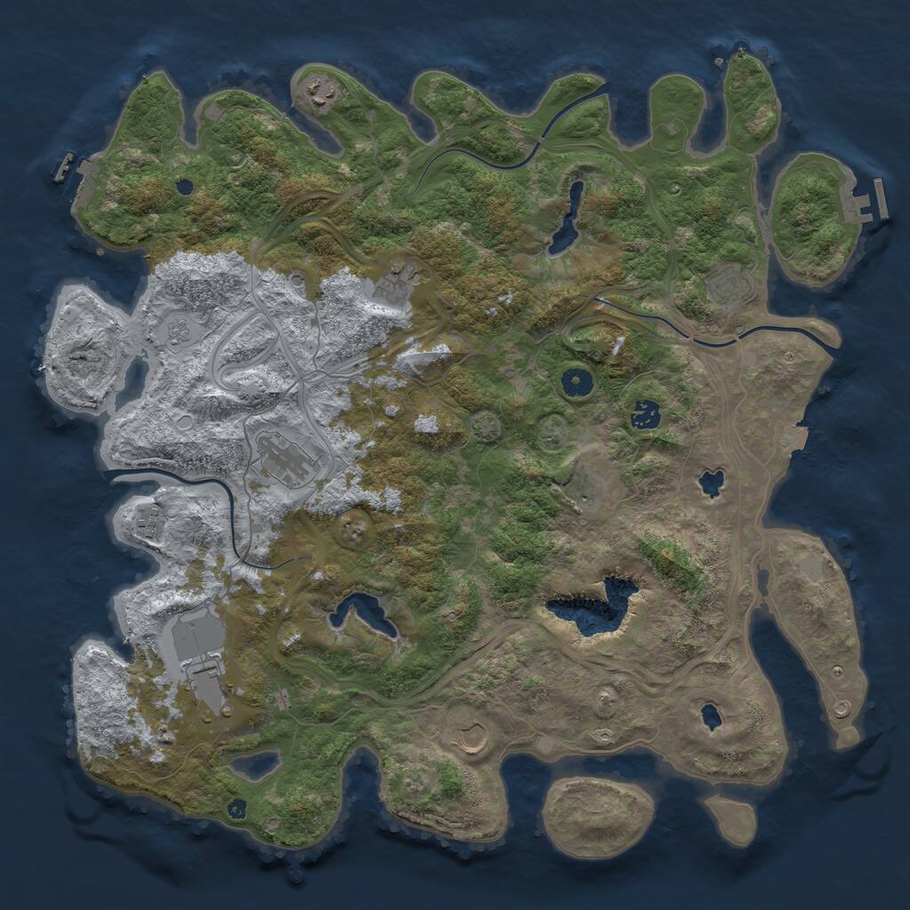 Rust Map: Procedural Map, Size: 4500, Seed: 1540216251, 15 Monuments