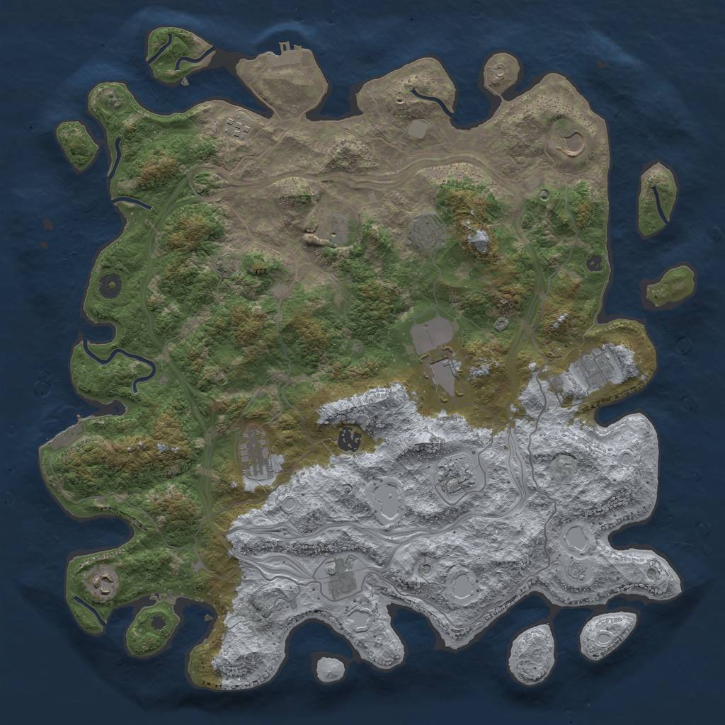 Rust Map: Procedural Map, Size: 4500, Seed: 171452956, 19 Monuments
